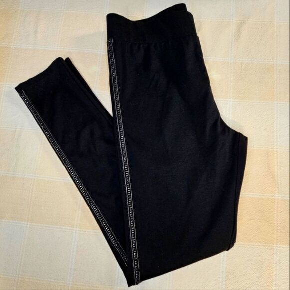 INC International Concepts Black Stretch Wide Waistband Beaded Pull On Leggings - Picture 3 of 13